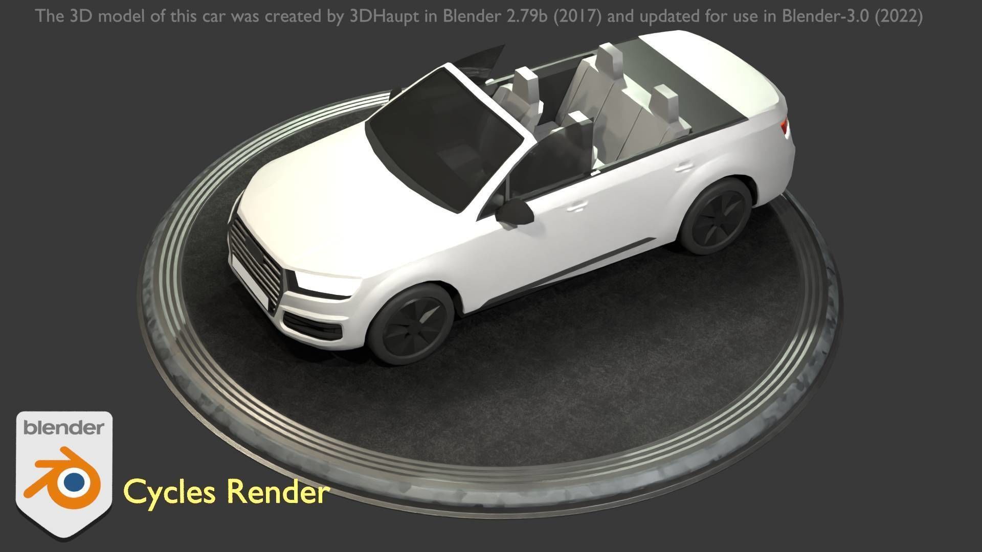 City Car 19 SUV Cabrio Open Type-B White Low-poly 3D model_83