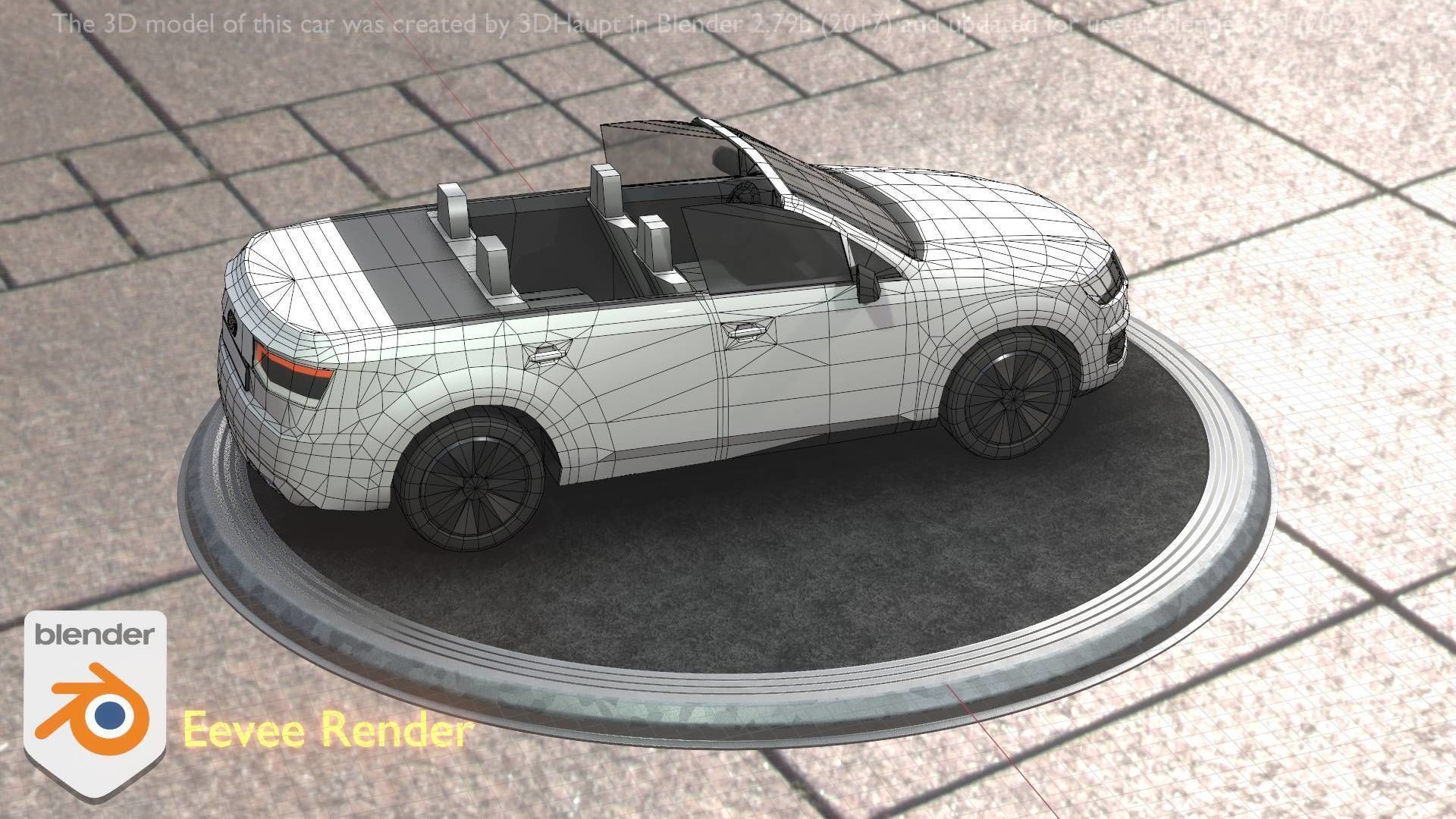 City Car 19 SUV Cabrio Open Type-B White Low-poly 3D model_32