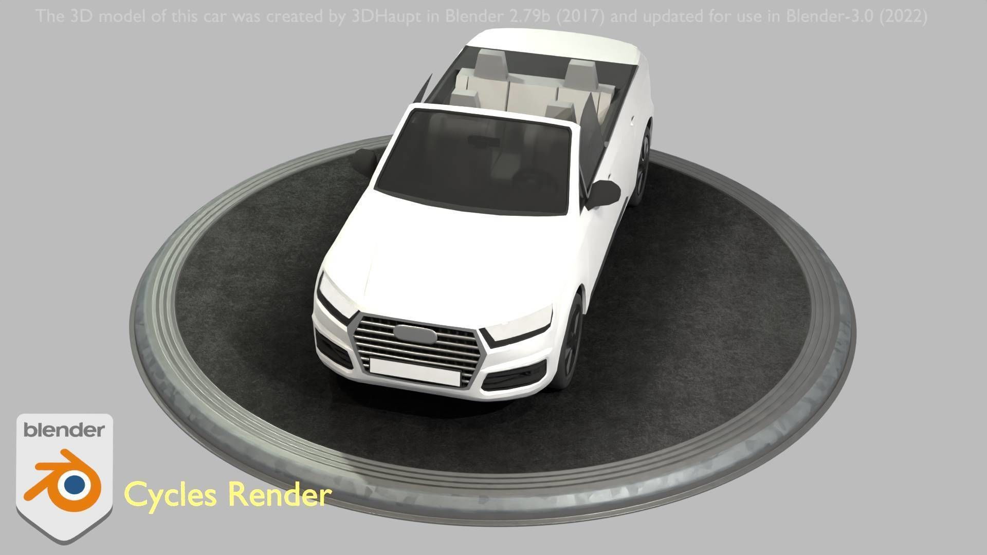 City Car 19 SUV Cabrio Open Type-B White Low-poly 3D model_79