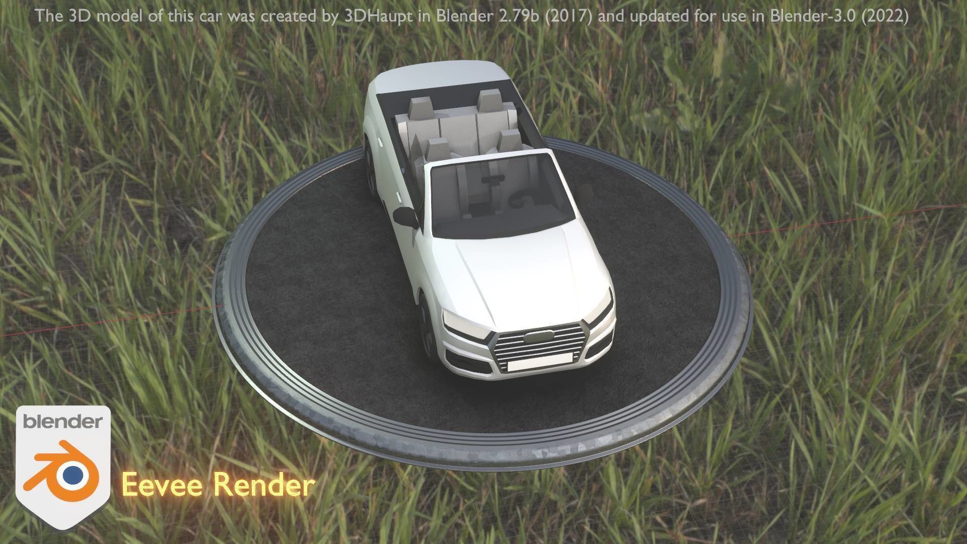 City Car 19 SUV Cabrio Open Type-B White Low-poly 3D model_5