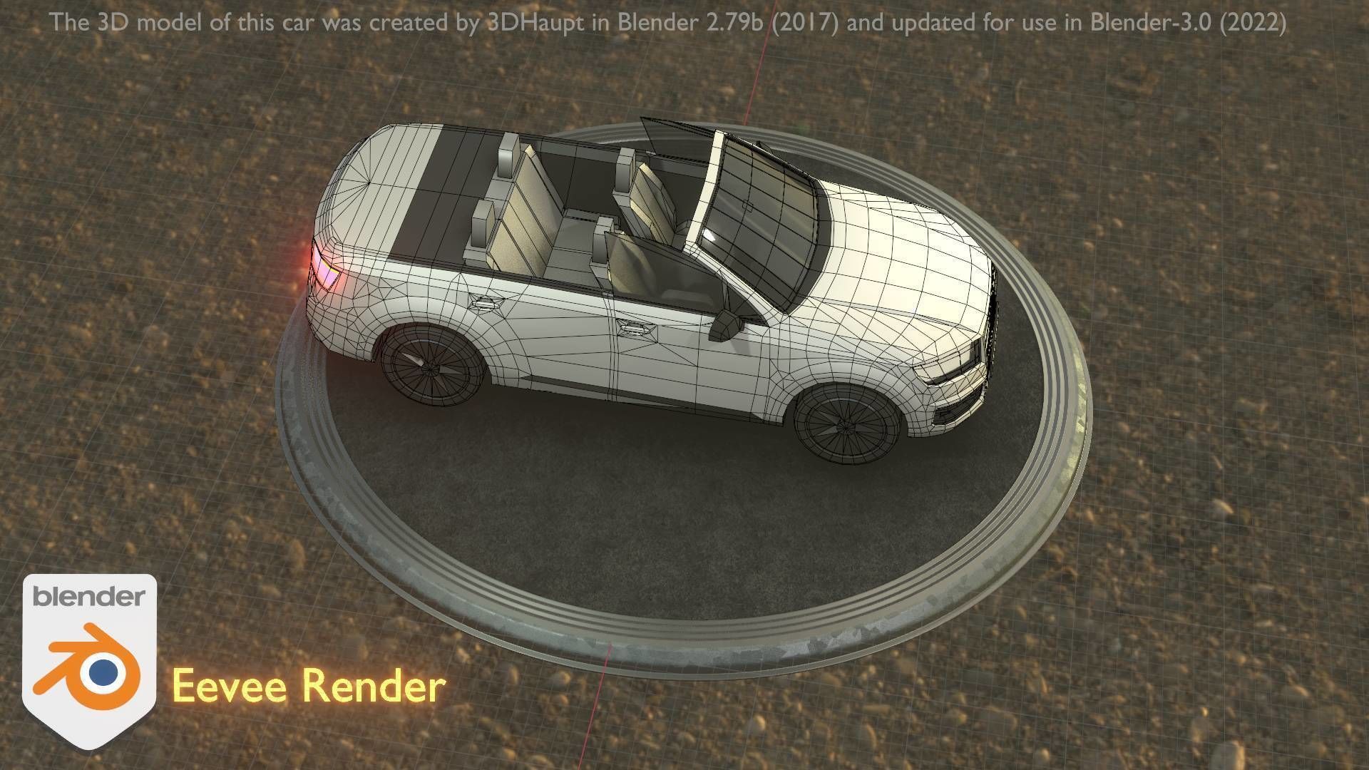 City Car 19 SUV Cabrio Open Type-B White Low-poly 3D model_17