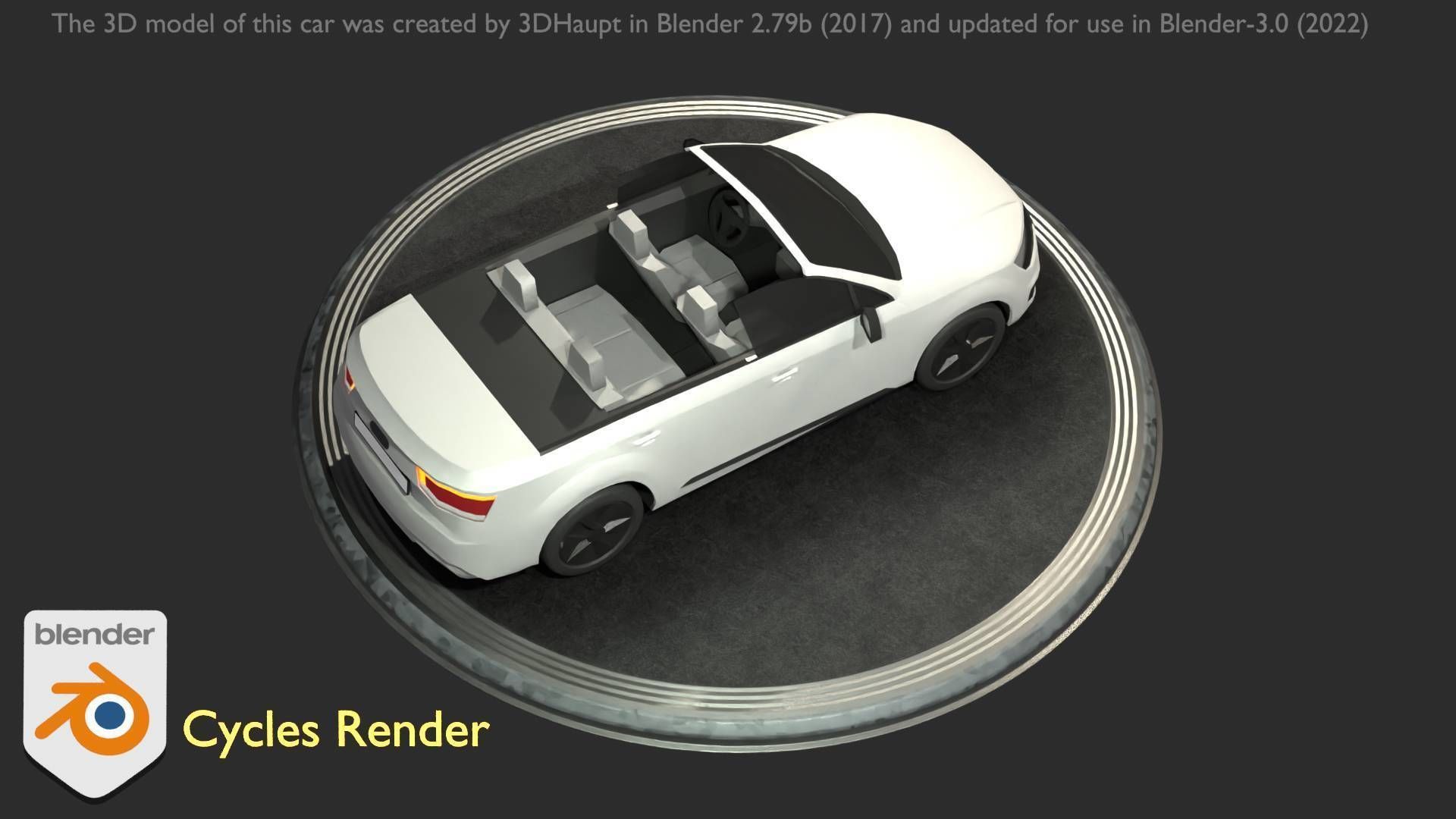 City Car 19 SUV Cabrio Open Type-B White Low-poly 3D model_94