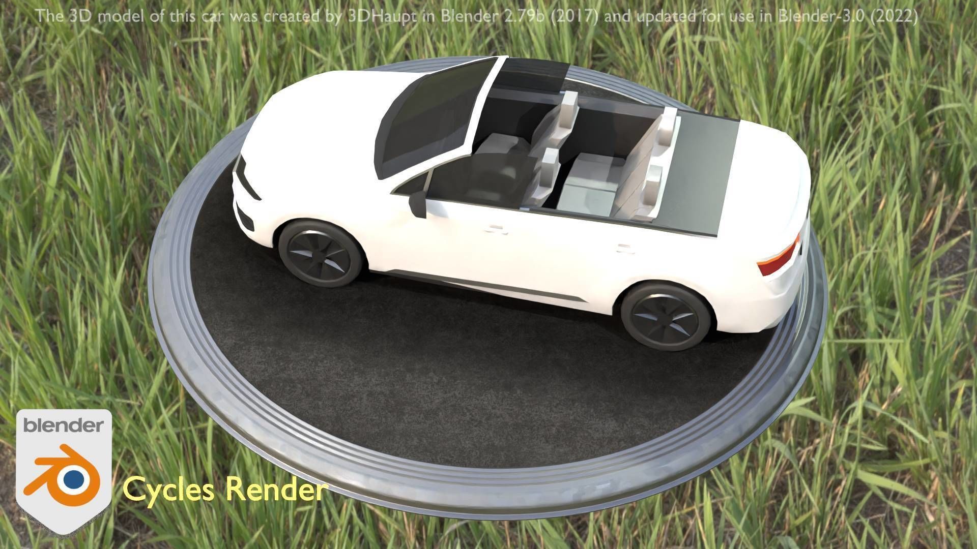 City Car 19 SUV Cabrio Open Type-B White Low-poly 3D model_89