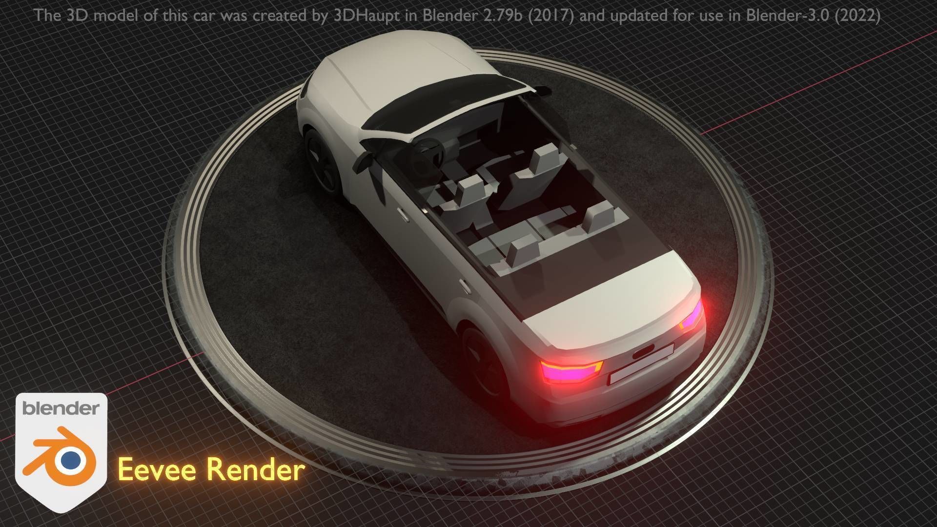 City Car 19 SUV Cabrio Open Type-B White Low-poly 3D model_9