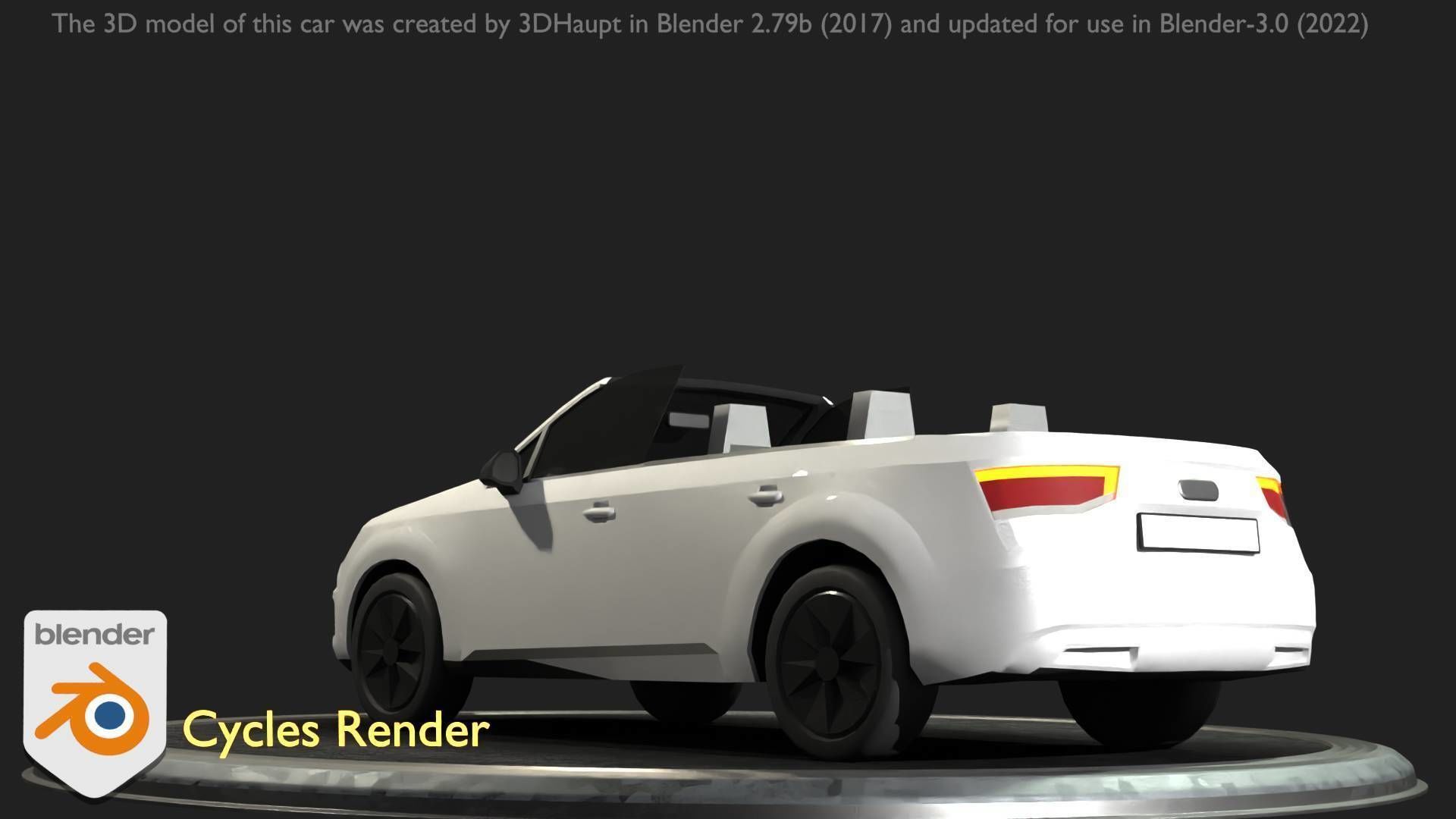 City Car 19 SUV Cabrio Open Type-B White Low-poly 3D model_27