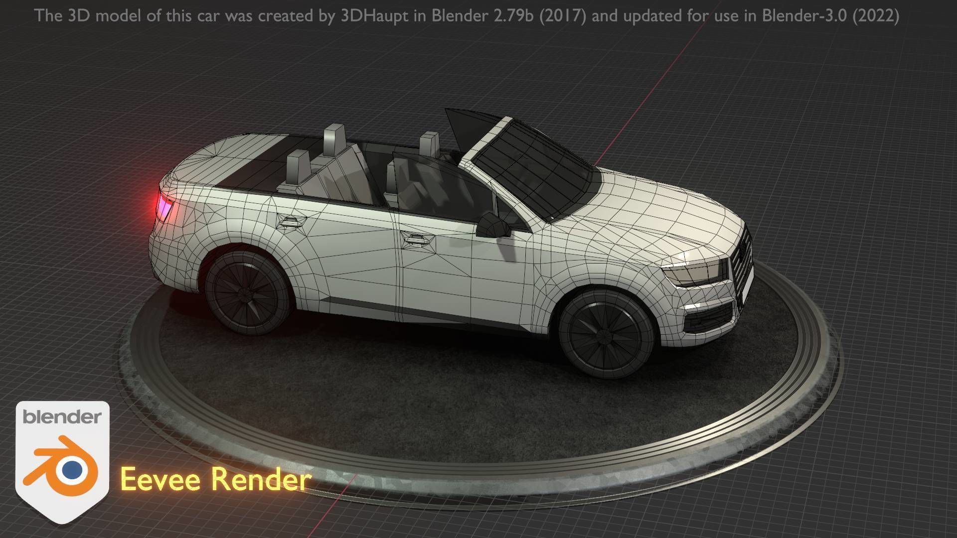 City Car 19 SUV Cabrio Open Type-B White Low-poly 3D model_40