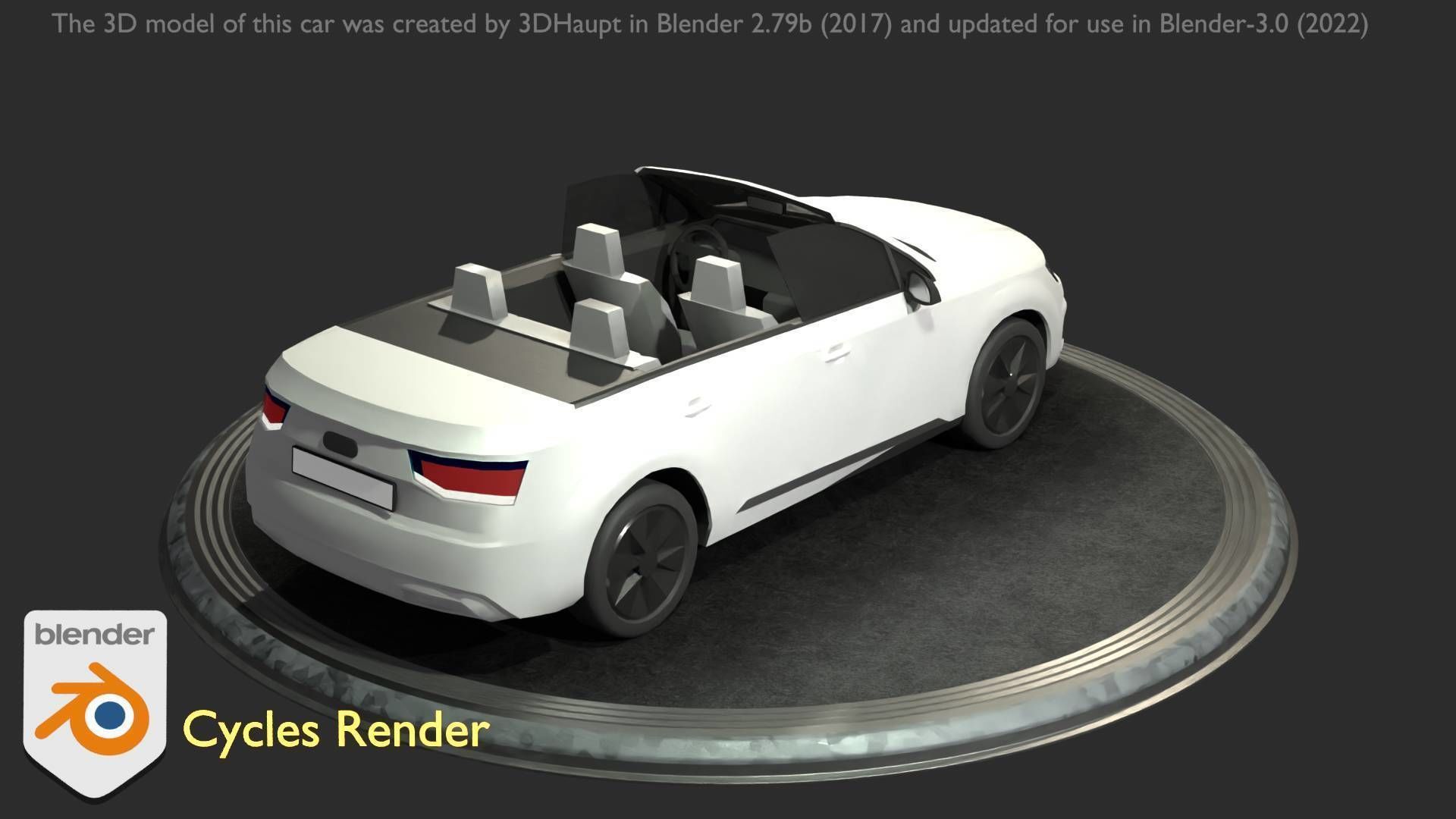 City Car 19 SUV Cabrio Open Type-B White Low-poly 3D model_44