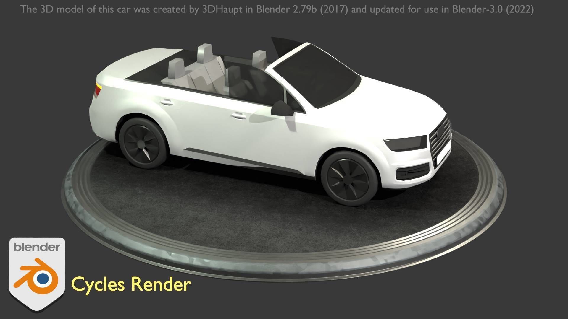 City Car 19 SUV Cabrio Open Type-B White Low-poly 3D model_62