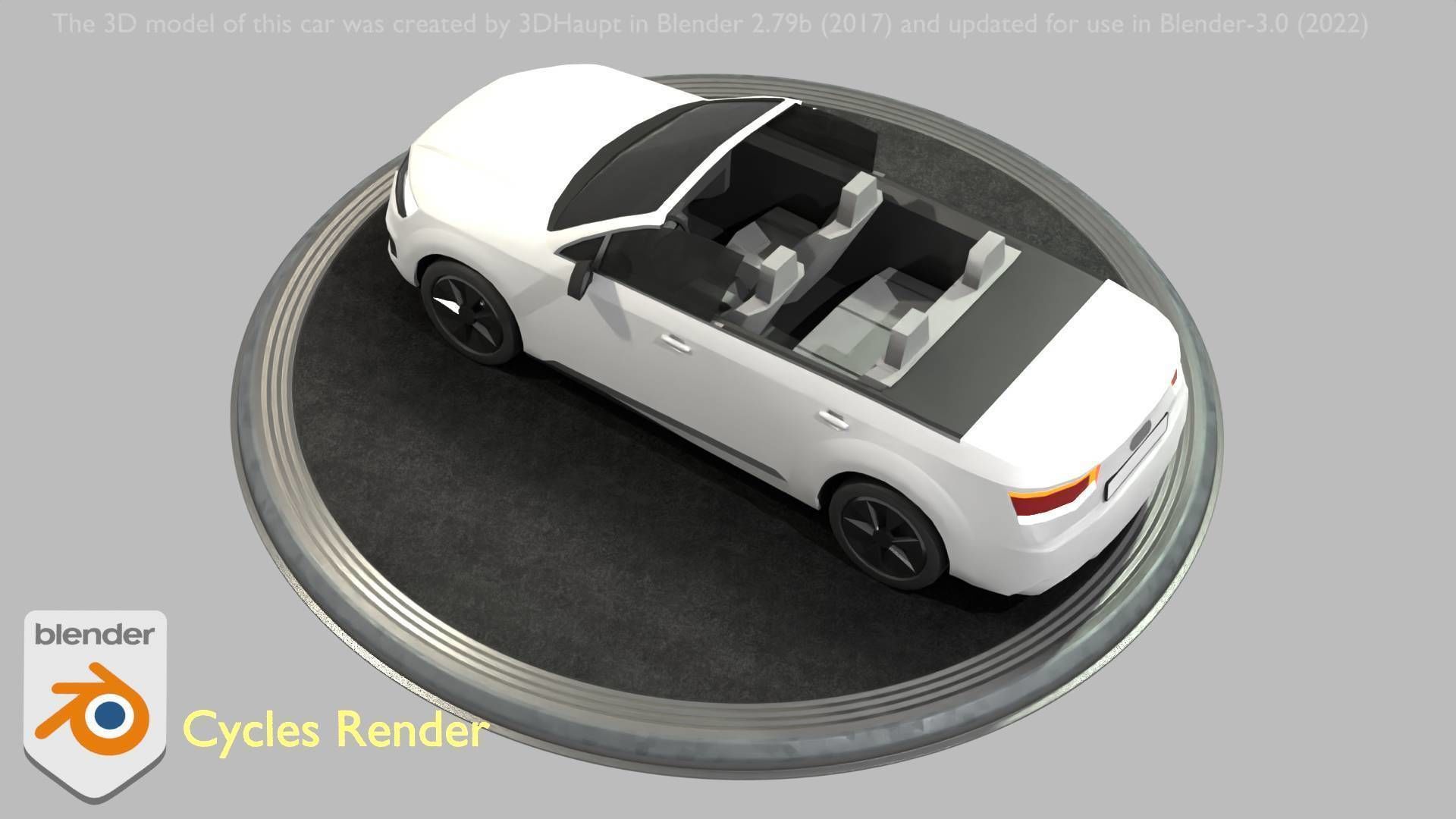 City Car 19 SUV Cabrio Open Type-B White Low-poly 3D model_47