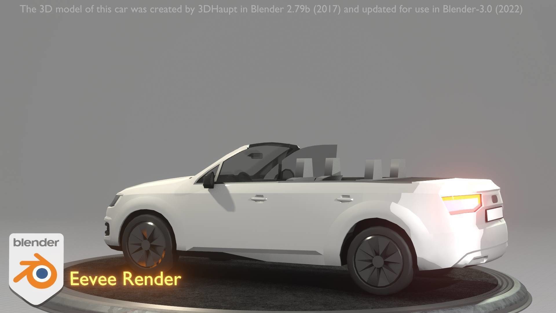 City Car 19 SUV Cabrio Open Type-B White Low-poly 3D model_25