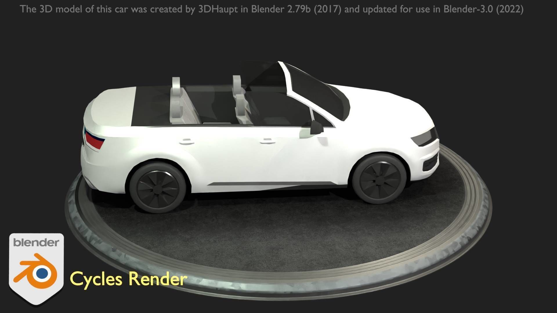 City Car 19 SUV Cabrio Open Type-B White Low-poly 3D model_48