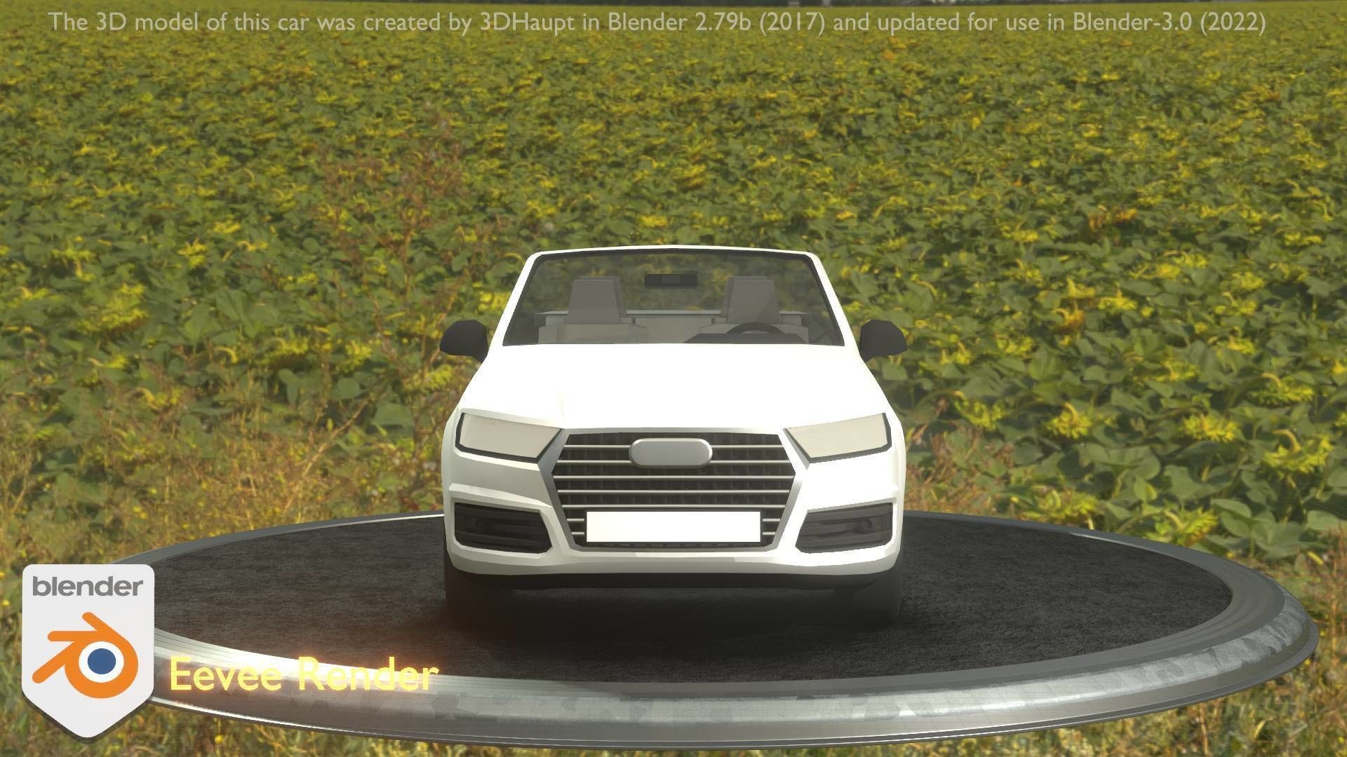 City Car 19 SUV Cabrio Open Type-B White Low-poly 3D model_4