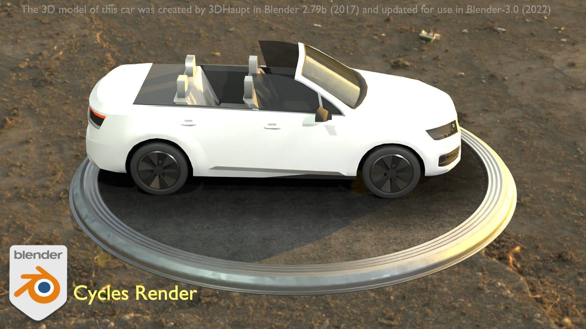 City Car 19 SUV Cabrio Open Type-B White Low-poly 3D model_31
