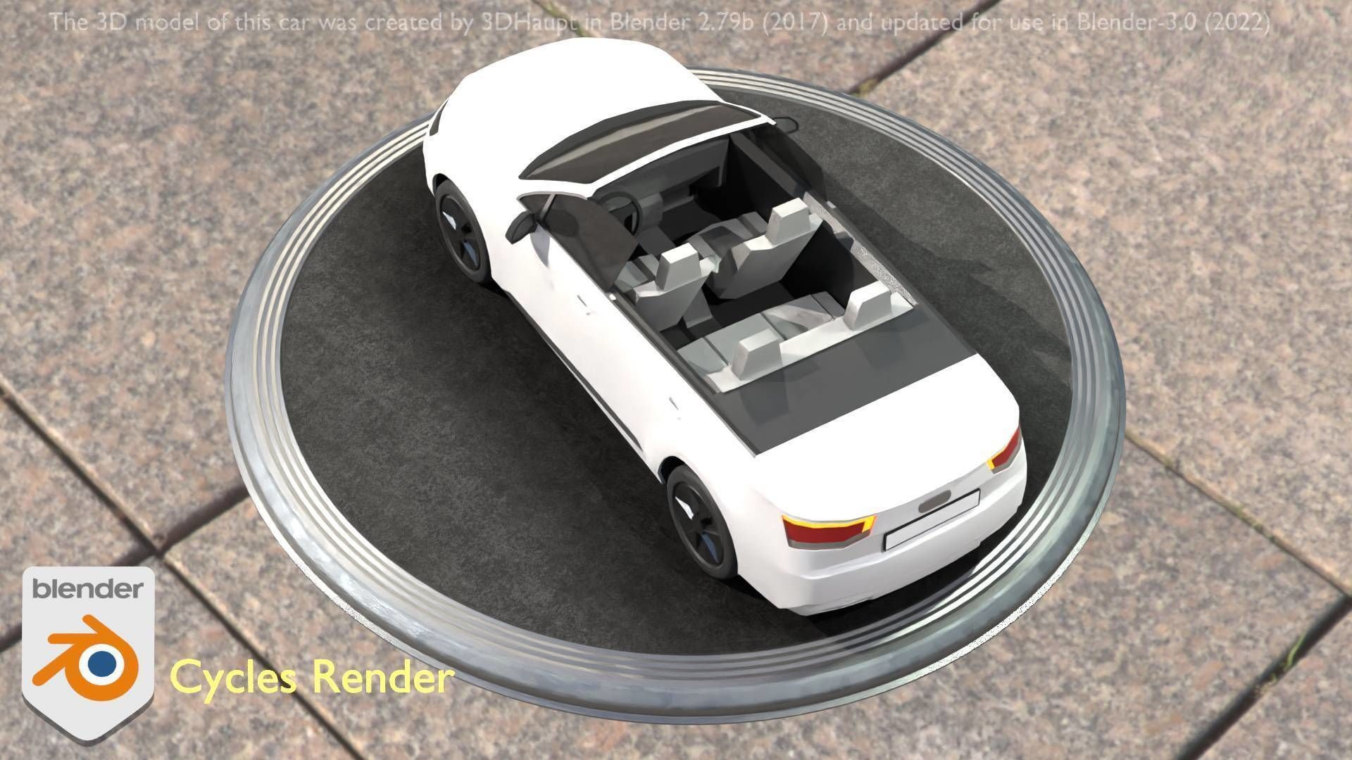 City Car 19 SUV Cabrio Open Type-B White Low-poly 3D model_87