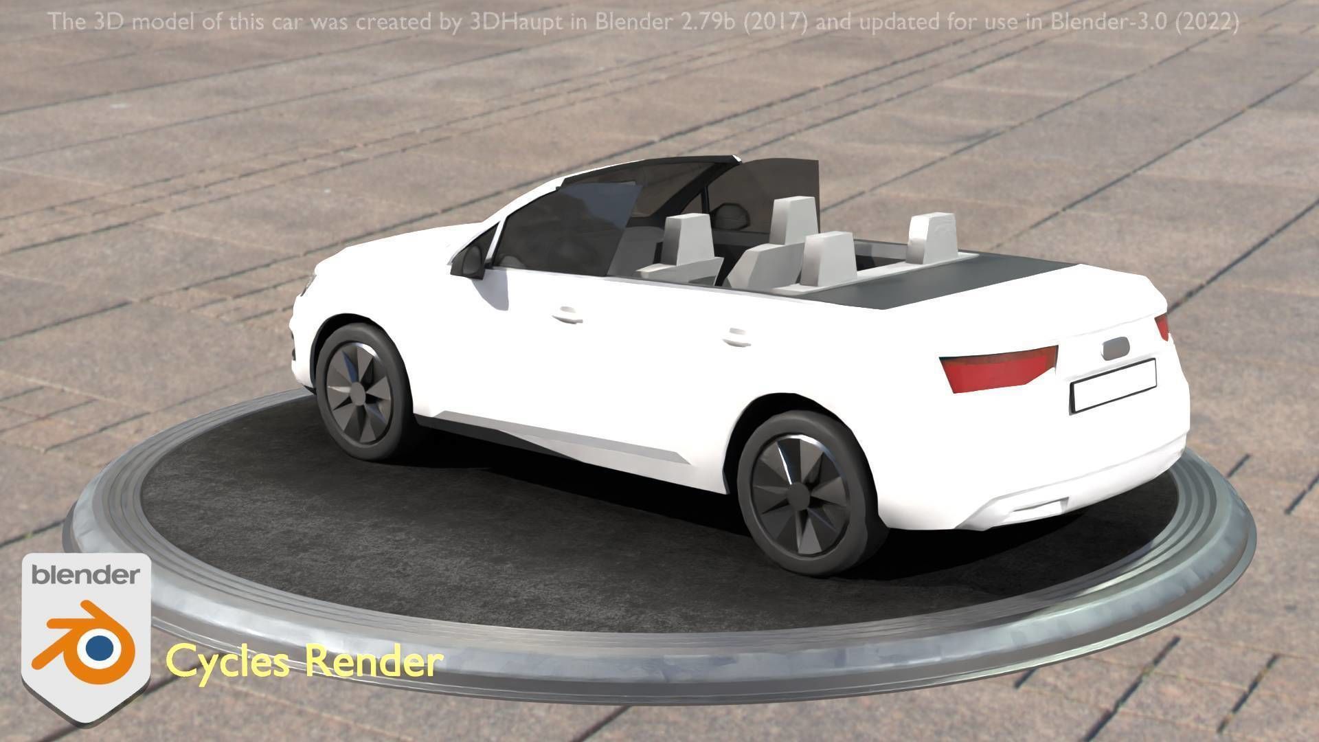 City Car 19 SUV Cabrio Open Type-B White Low-poly 3D model_46