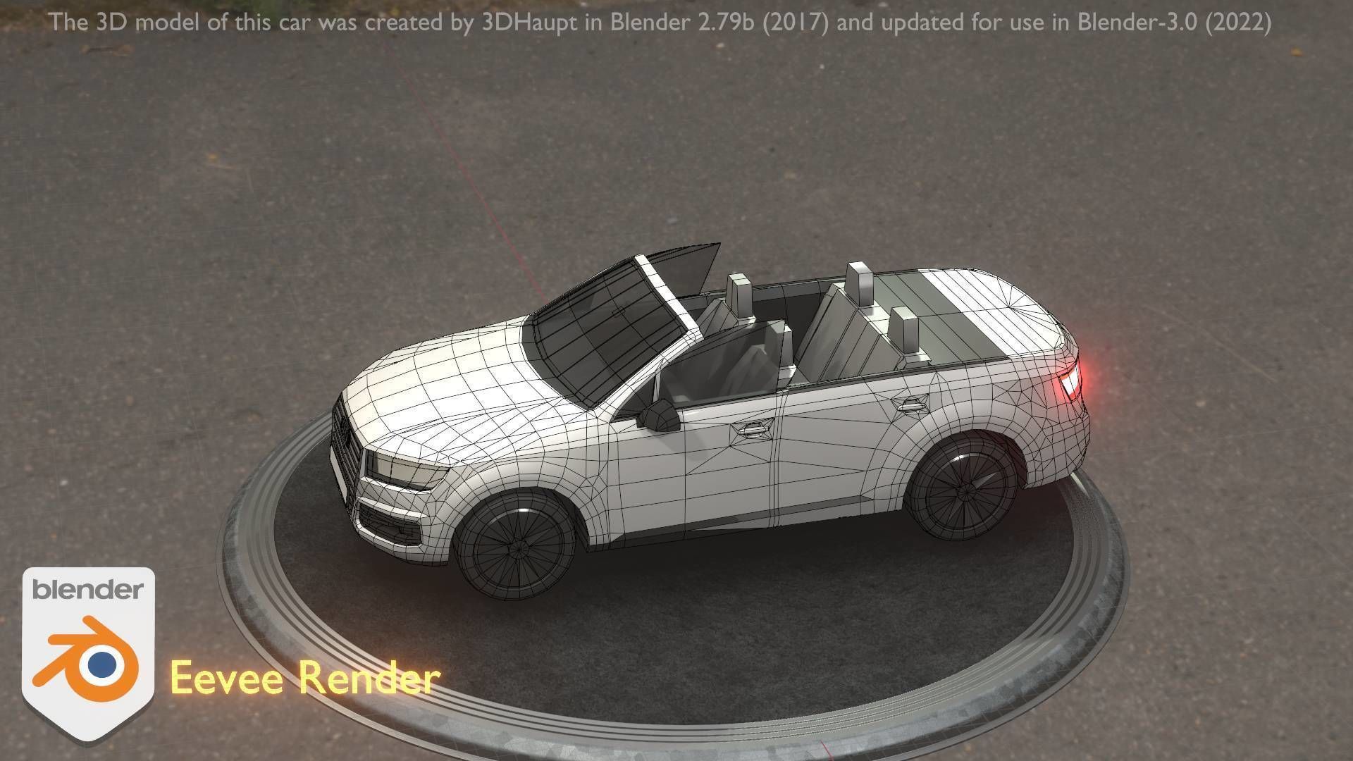 City Car 19 SUV Cabrio Open Type-B White Low-poly 3D model_6