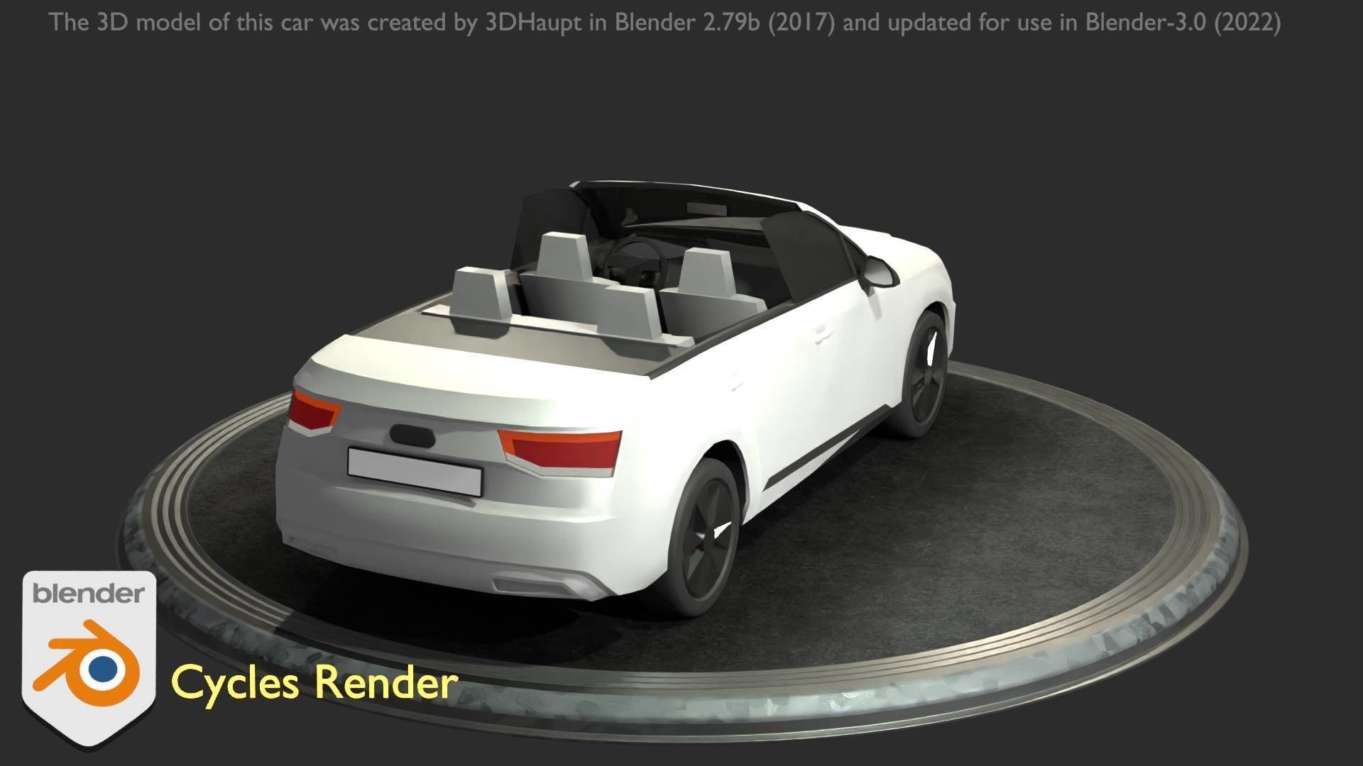 City Car 19 SUV Cabrio Open Type-B White Low-poly 3D model_68