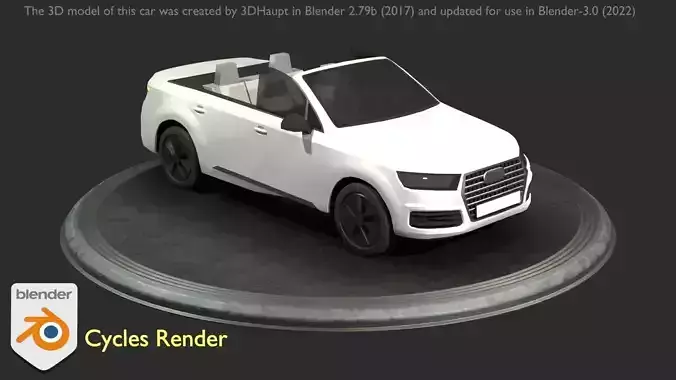 City Car 19 SUV Cabrio Open Type-B White  Low-poly 3D model