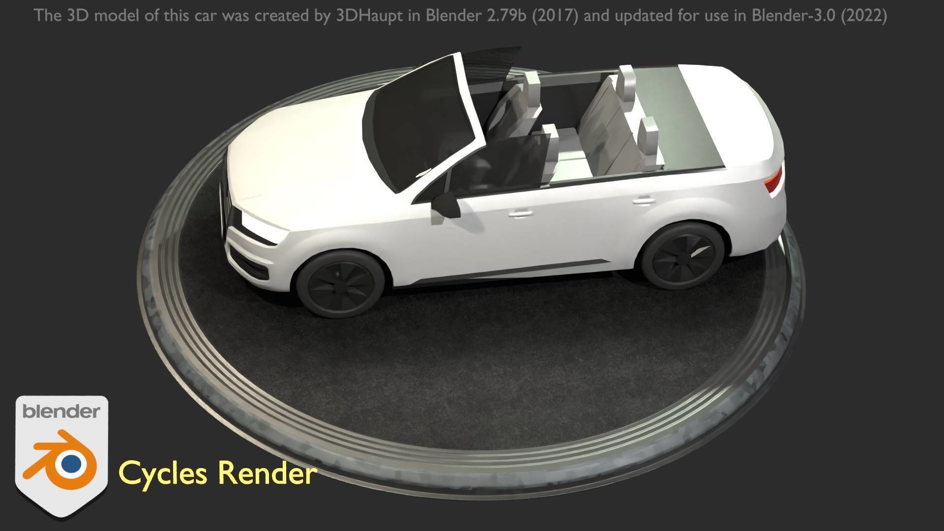 City Car 19 SUV Cabrio Open Type-B White Low-poly 3D model_43