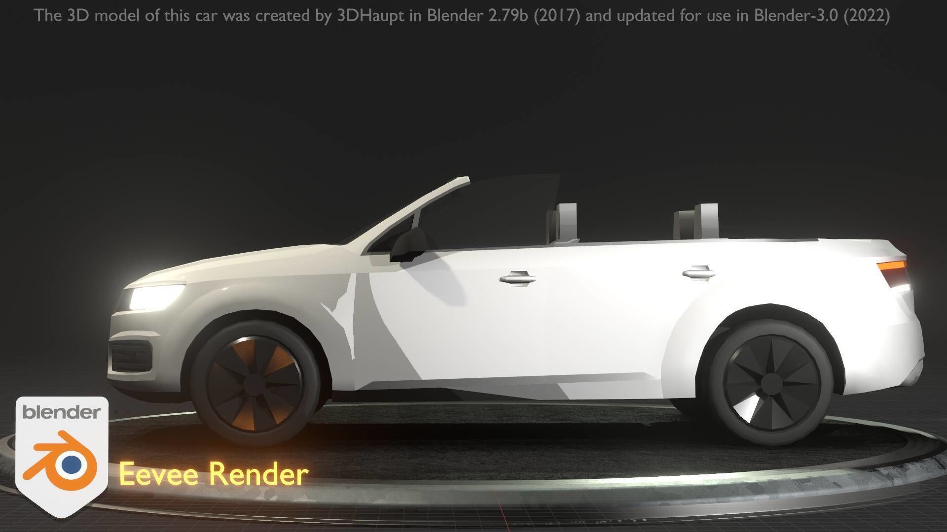 City Car 19 SUV Cabrio Open Type-B White Low-poly 3D model_71