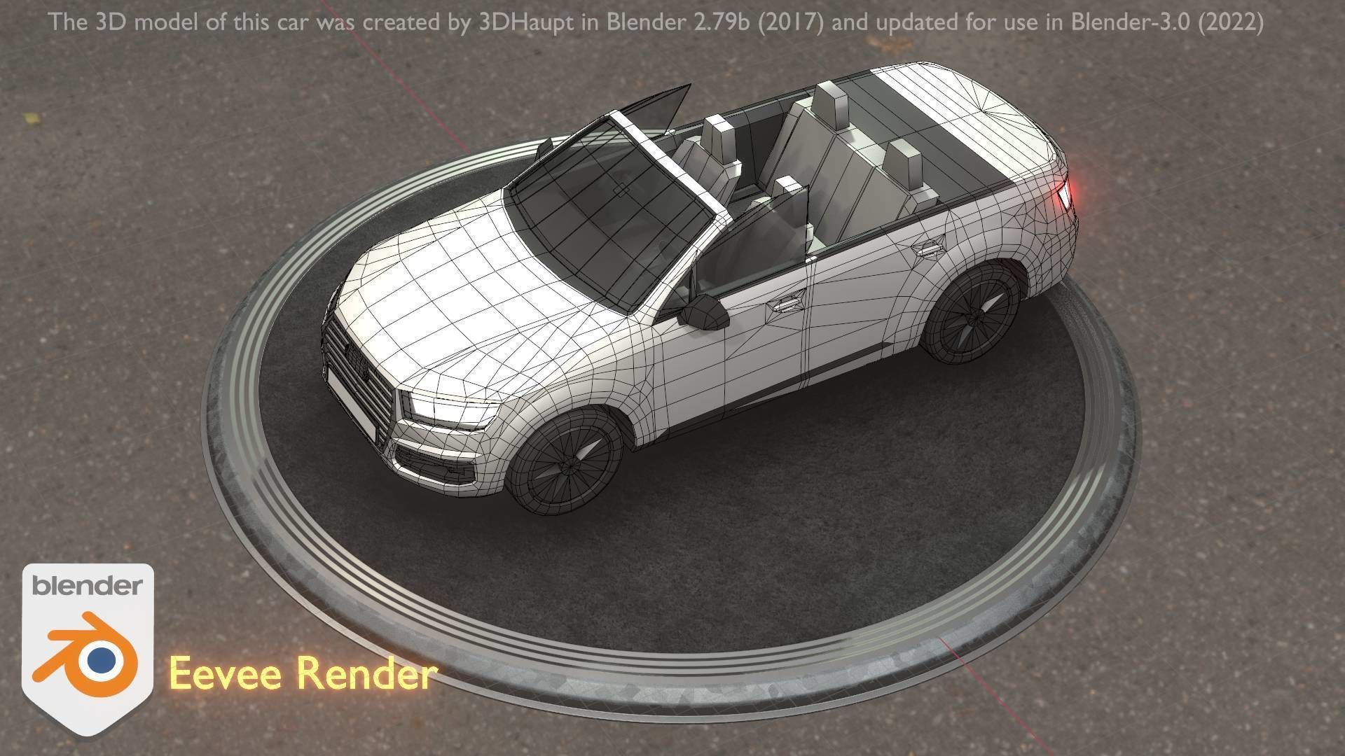 City Car 19 SUV Cabrio Open Type-B White Low-poly 3D model_59