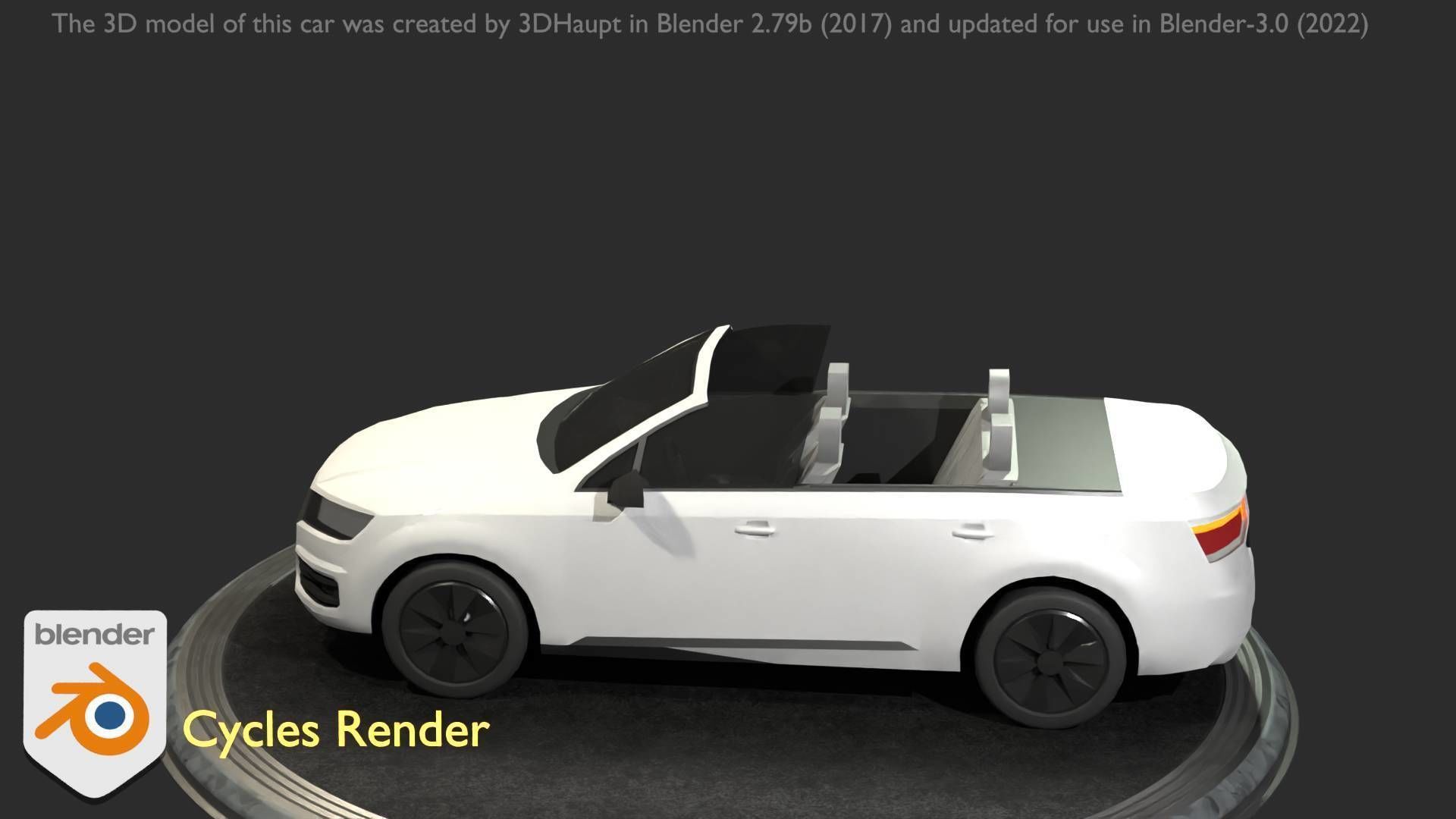 City Car 19 SUV Cabrio Open Type-B White Low-poly 3D model_99