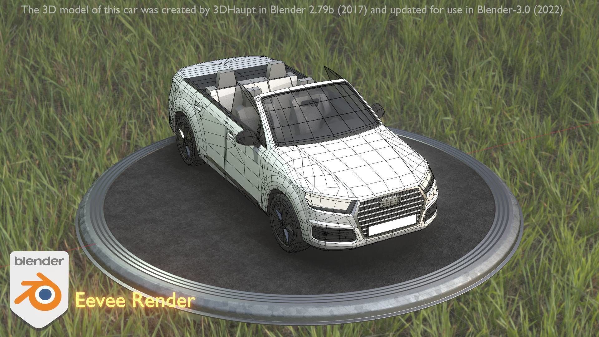 City Car 19 SUV Cabrio Open Type-B White Low-poly 3D model_45