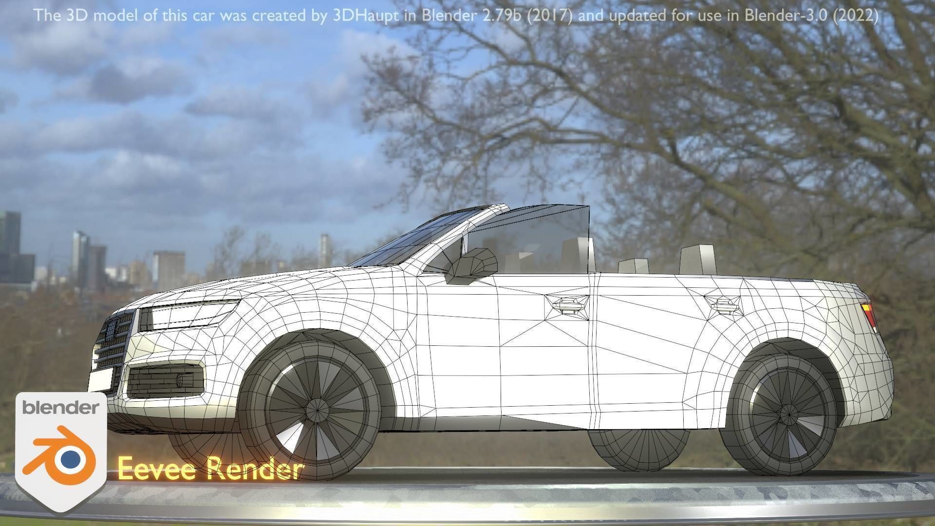 City Car 19 SUV Cabrio Open Type-B White Low-poly 3D model_42