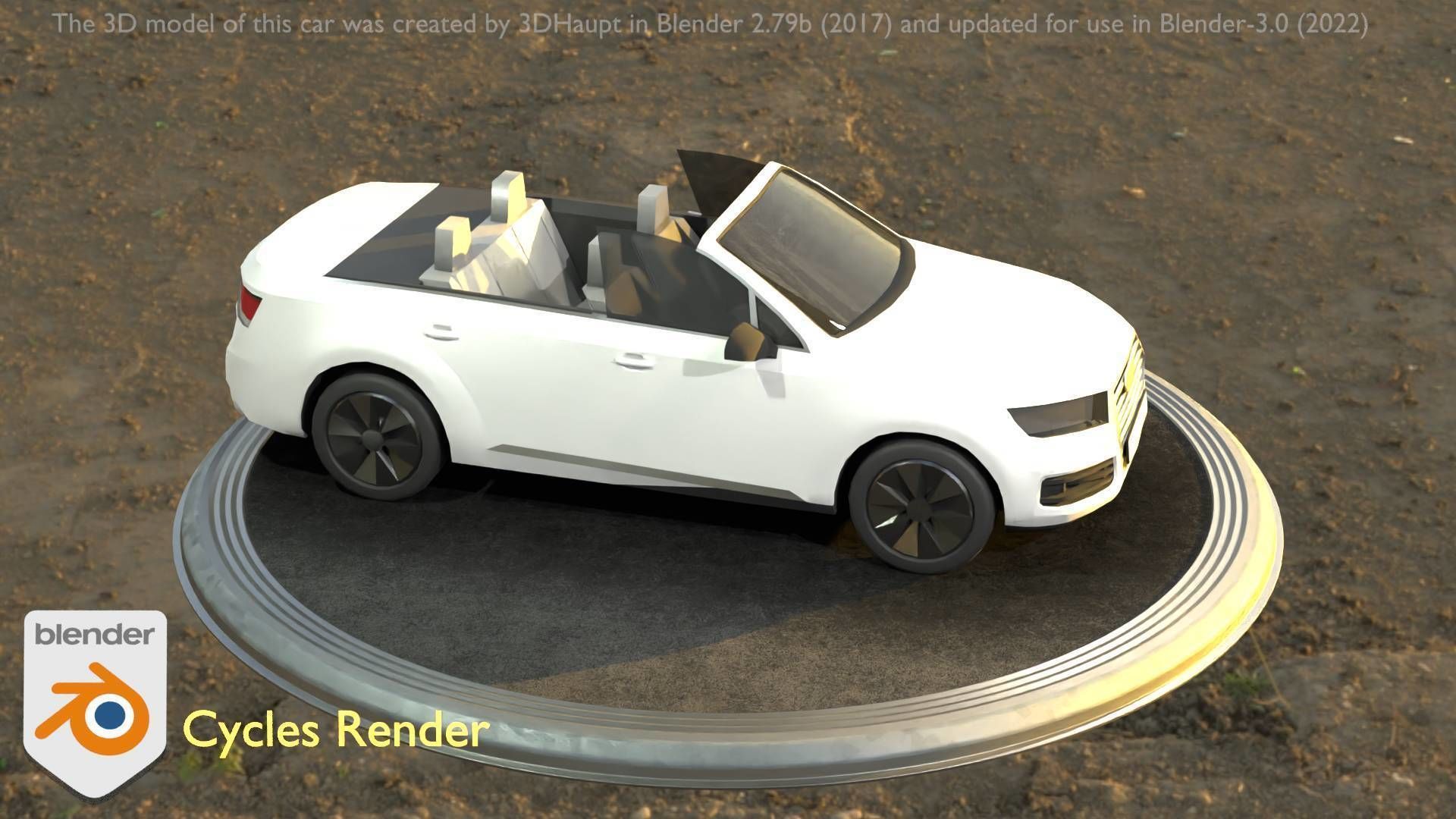 City Car 19 SUV Cabrio Open Type-B White Low-poly 3D model_81