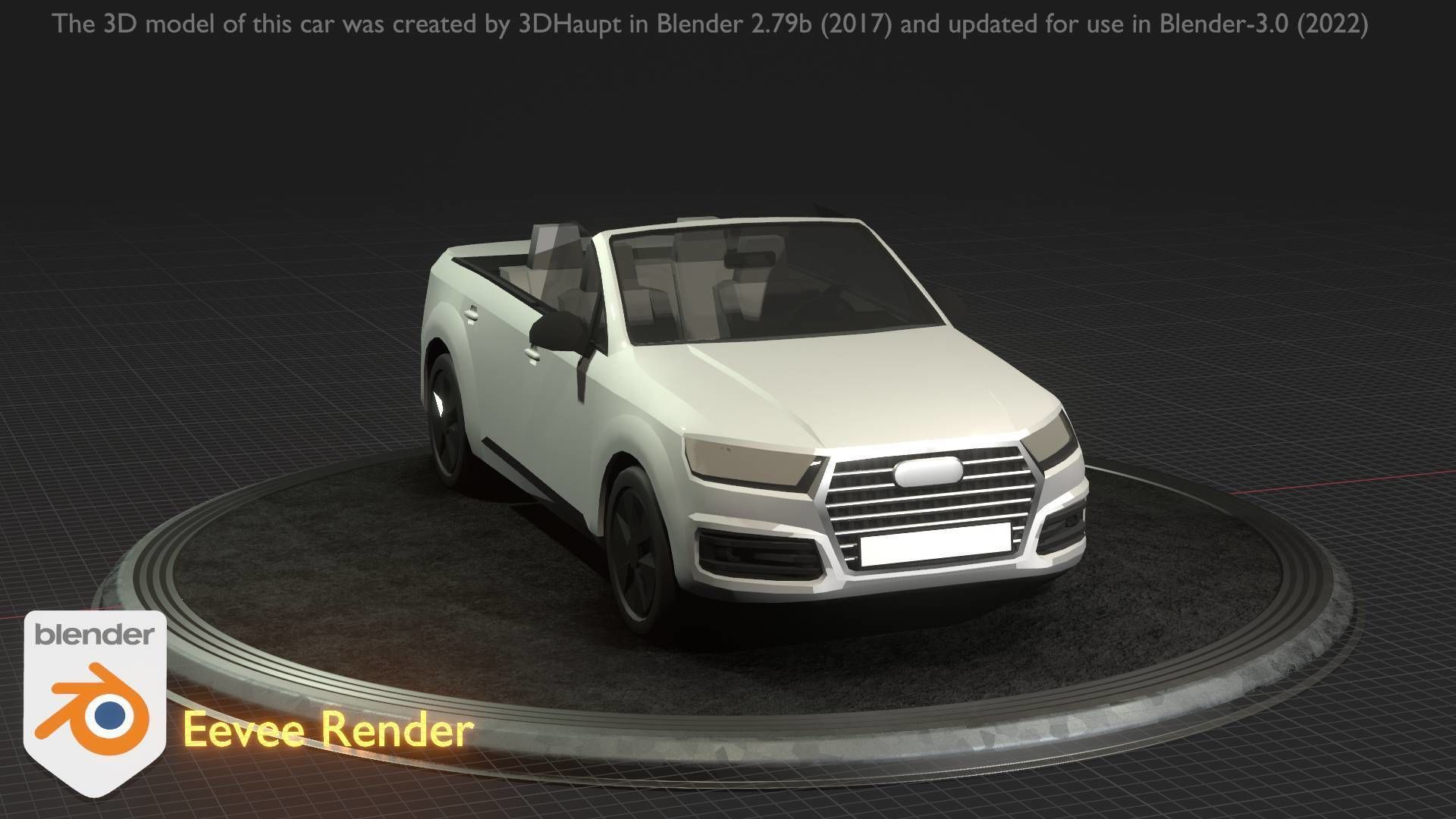 City Car 19 SUV Cabrio Open Type-B White Low-poly 3D model_35