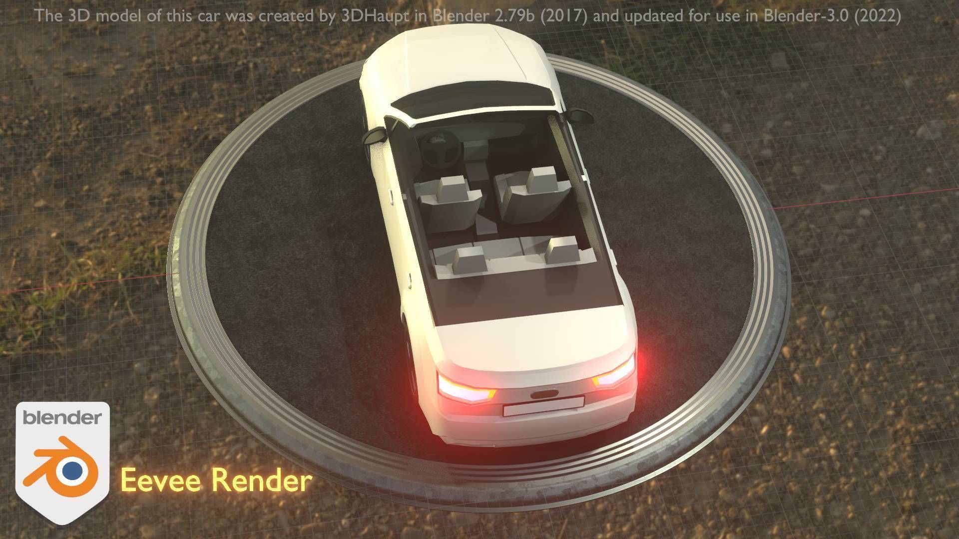 City Car 19 SUV Cabrio Open Type-B White Low-poly 3D model_95