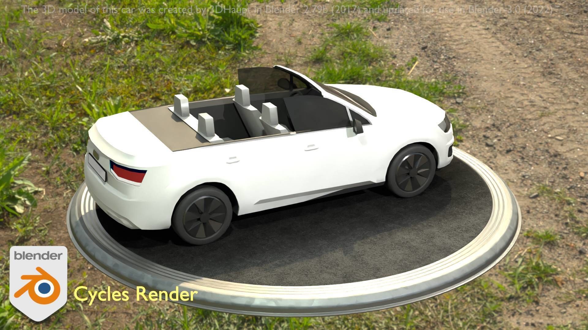 City Car 19 SUV Cabrio Open Type-B White Low-poly 3D model_76