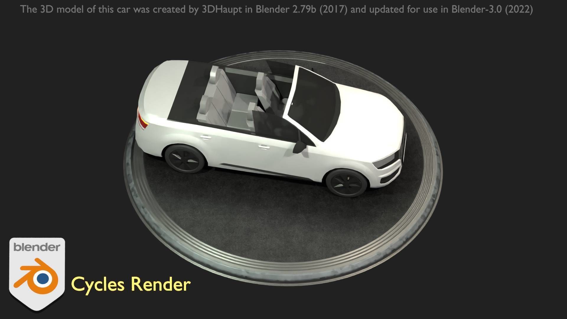 City Car 19 SUV Cabrio Open Type-B White Low-poly 3D model_93