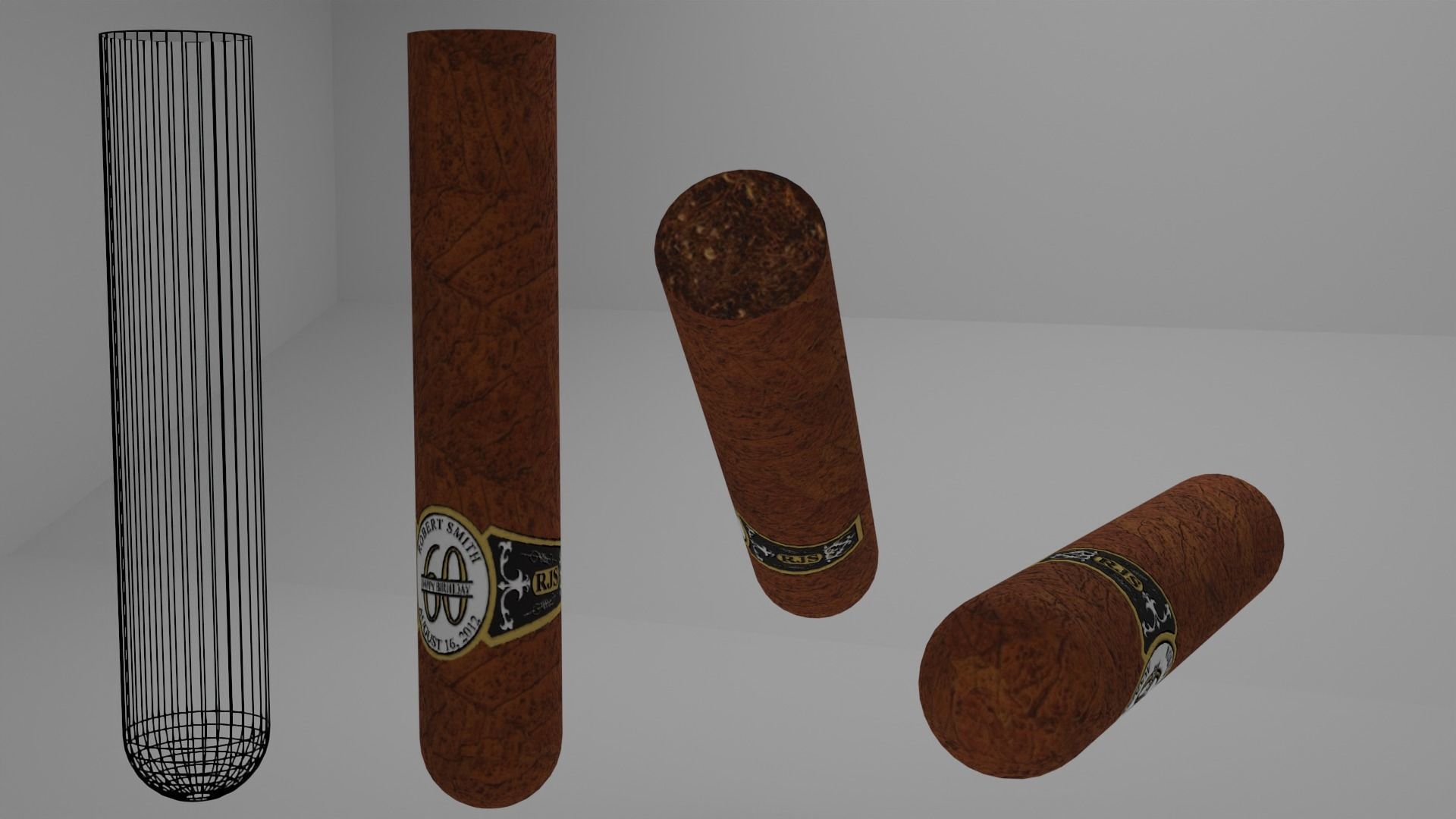 Simple cigar Low-poly 3D model_1