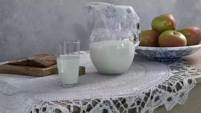 Kitchen design set on the  wooden table 