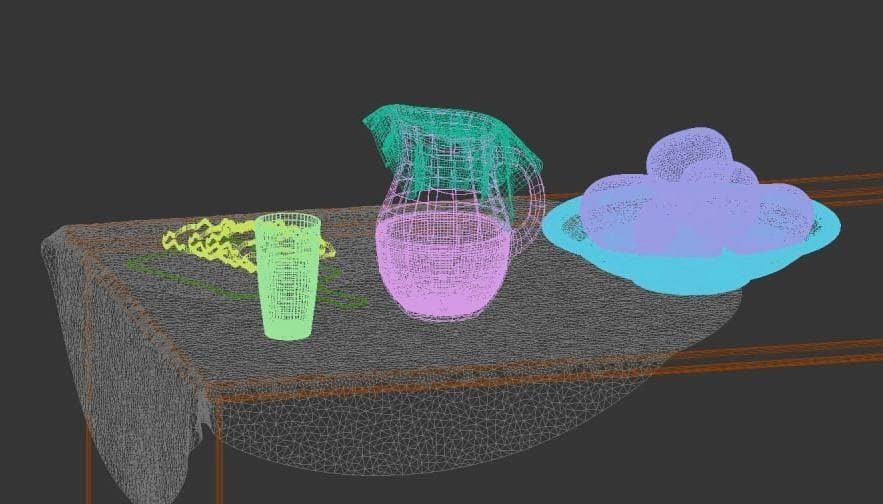 Kitchen design set on the  wooden table  3D model_2