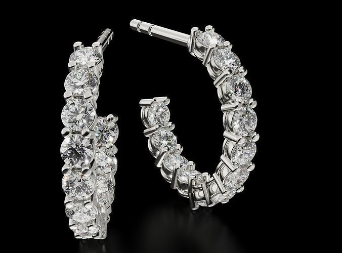 Small circle diamond earrings 679 3D print model
