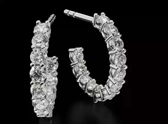 Small circle diamond earrings 679 3D print model