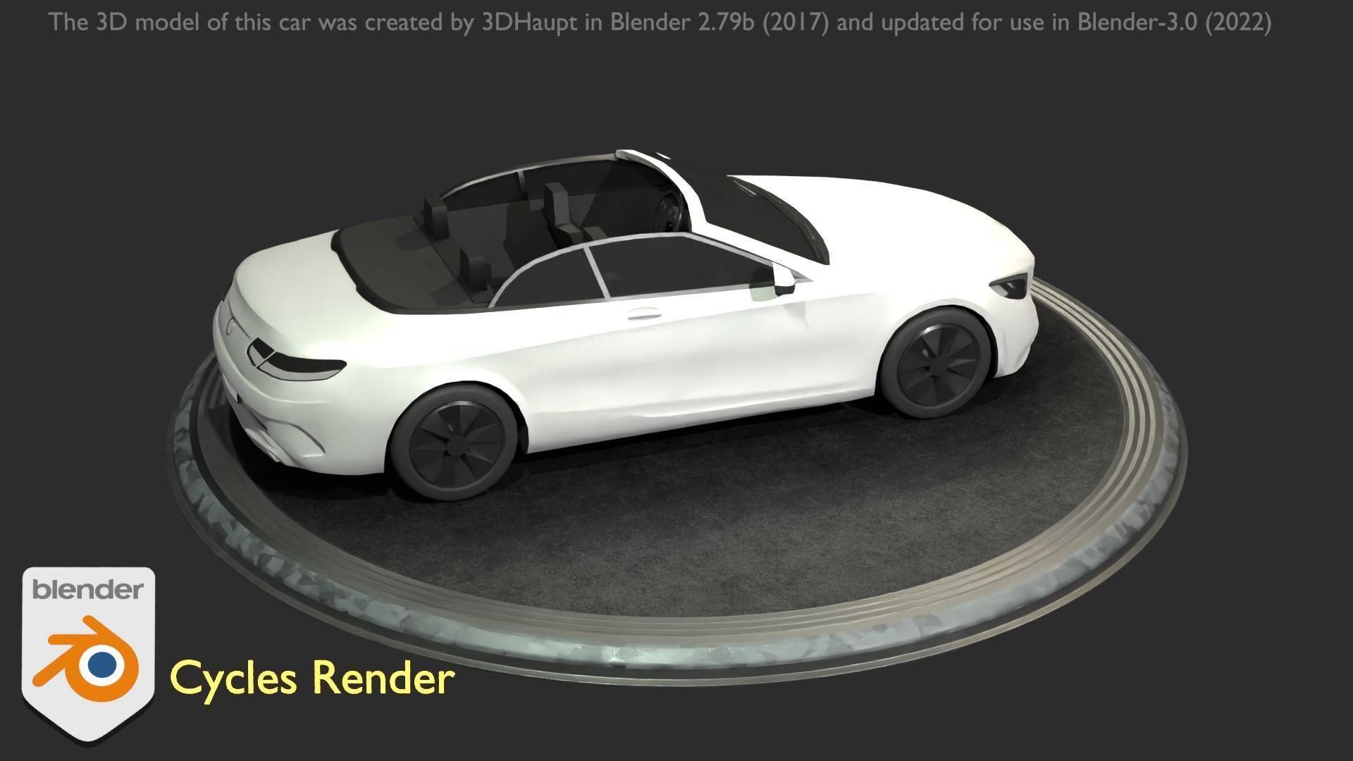 City Car 21 Upper Class Convertible Open Type-A White  Low-poly 3D model_76