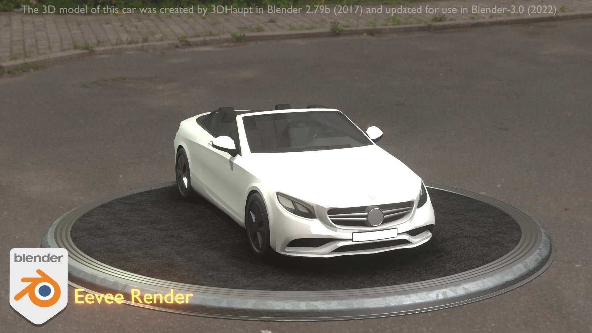 City Car 21 Upper Class Convertible Open Type-A White  Low-poly 3D model_36