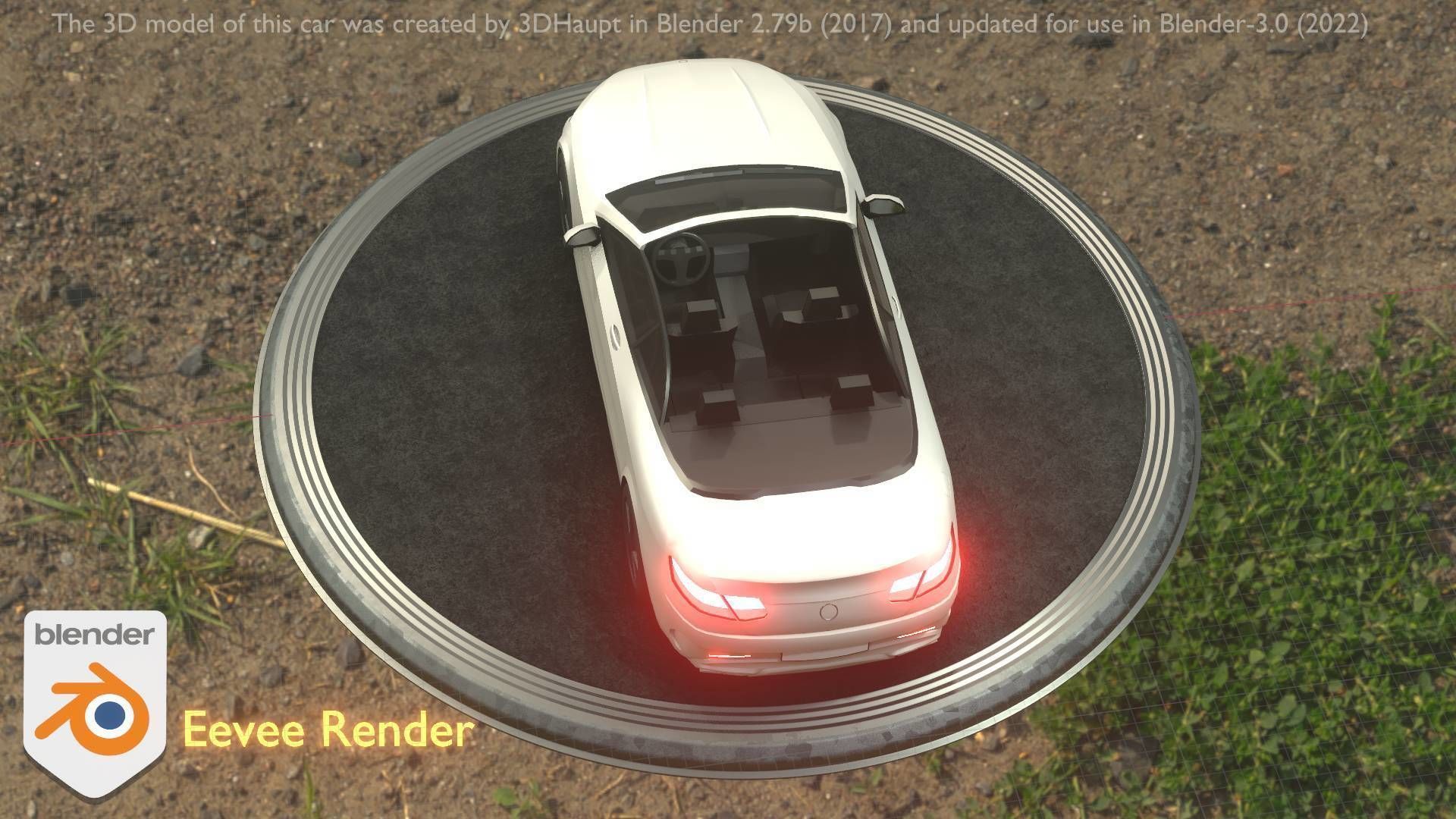 City Car 21 Upper Class Convertible Open Type-A White  Low-poly 3D model_15