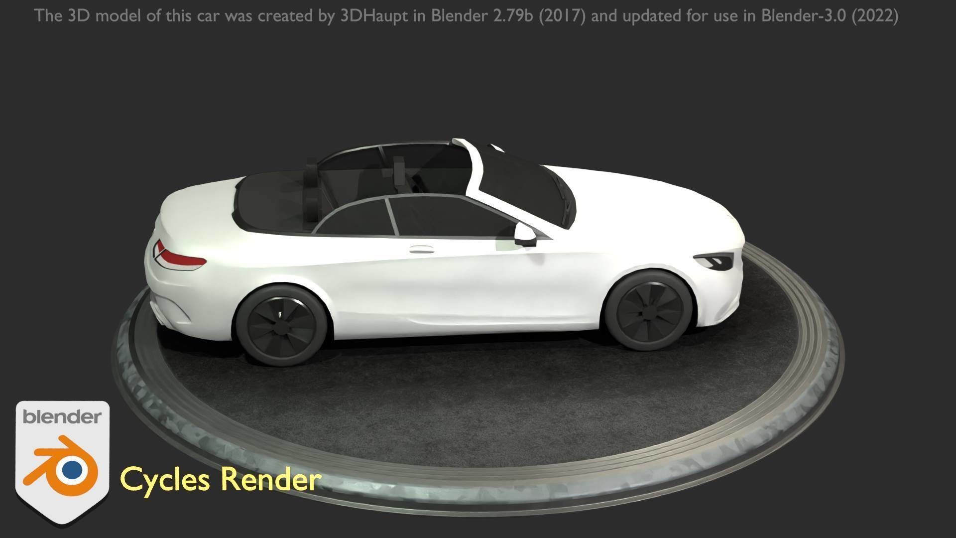 City Car 21 Upper Class Convertible Open Type-A White  Low-poly 3D model_44