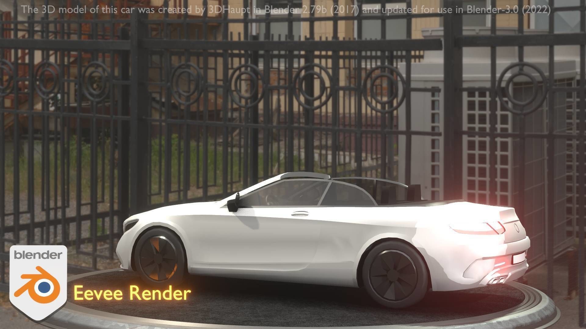 City Car 21 Upper Class Convertible Open Type-A White  Low-poly 3D model_7