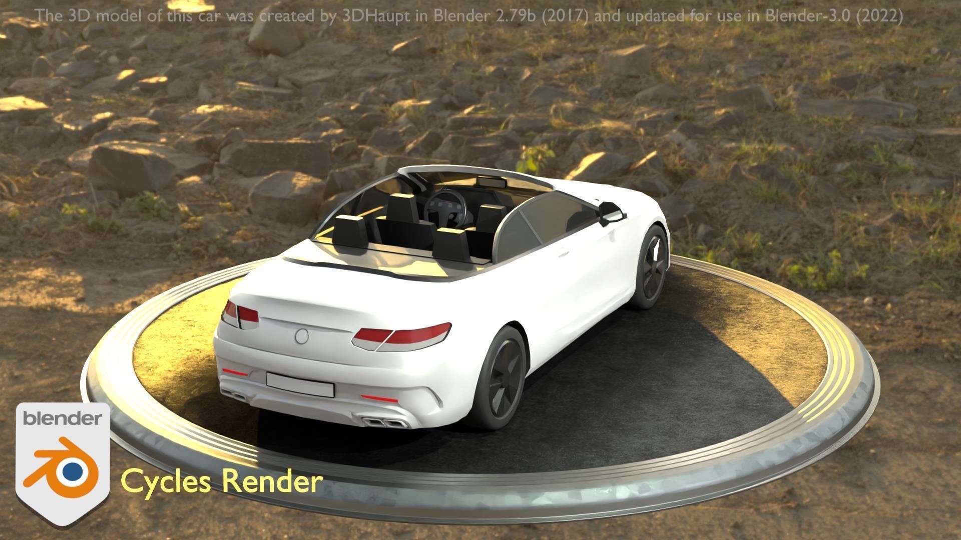 City Car 21 Upper Class Convertible Open Type-A White  Low-poly 3D model_75