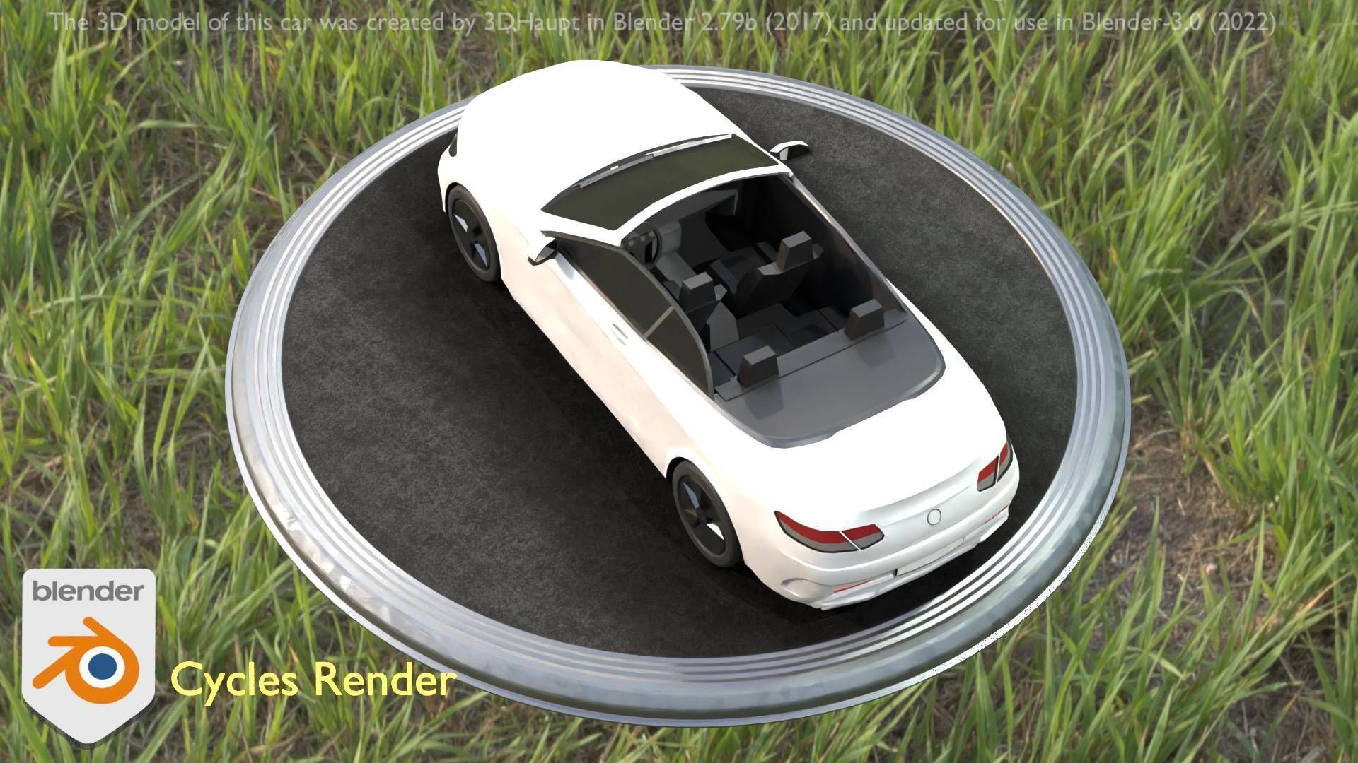 City Car 21 Upper Class Convertible Open Type-A White  Low-poly 3D model_99