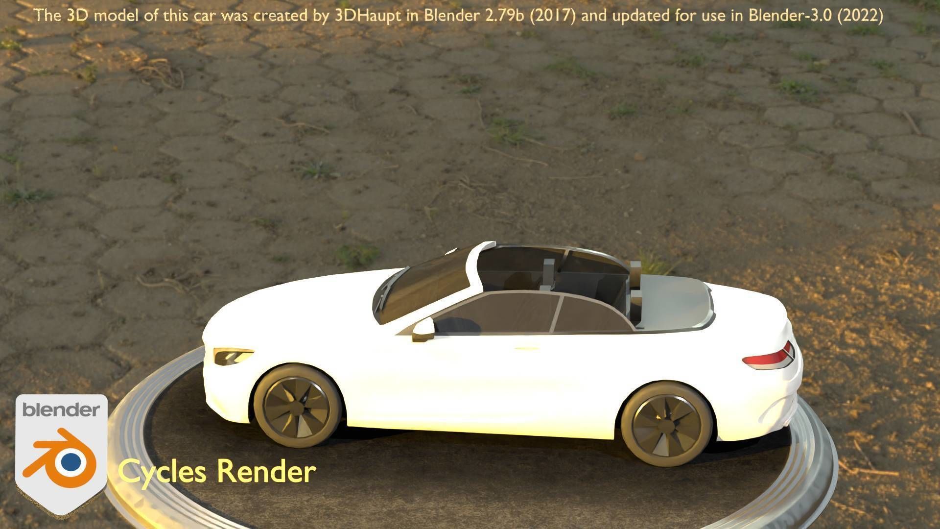 City Car 21 Upper Class Convertible Open Type-A White  Low-poly 3D model_30