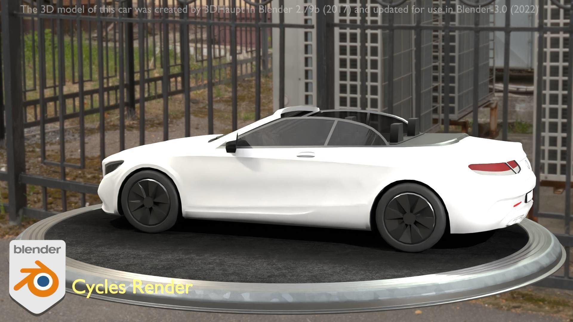 City Car 21 Upper Class Convertible Open Type-A White  Low-poly 3D model_85