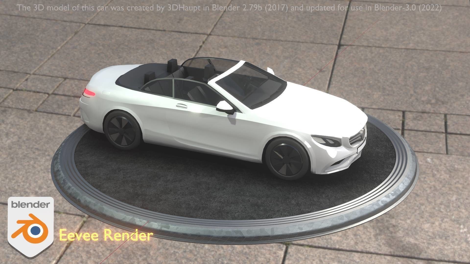 City Car 21 Upper Class Convertible Open Type-A White  Low-poly 3D model_26