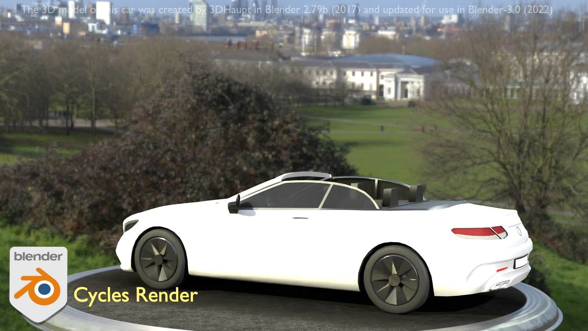 City Car 21 Upper Class Convertible Open Type-A White  Low-poly 3D model_66
