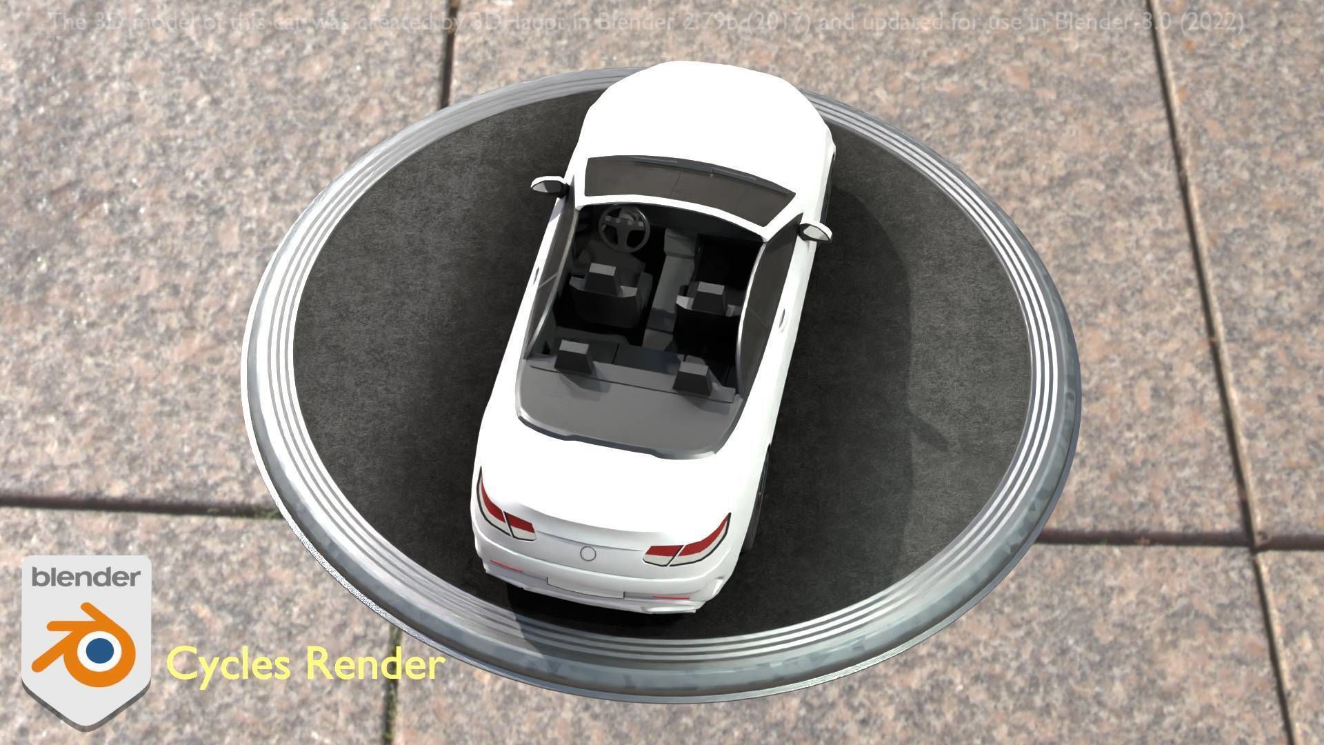 City Car 21 Upper Class Convertible Open Type-A White  Low-poly 3D model_17